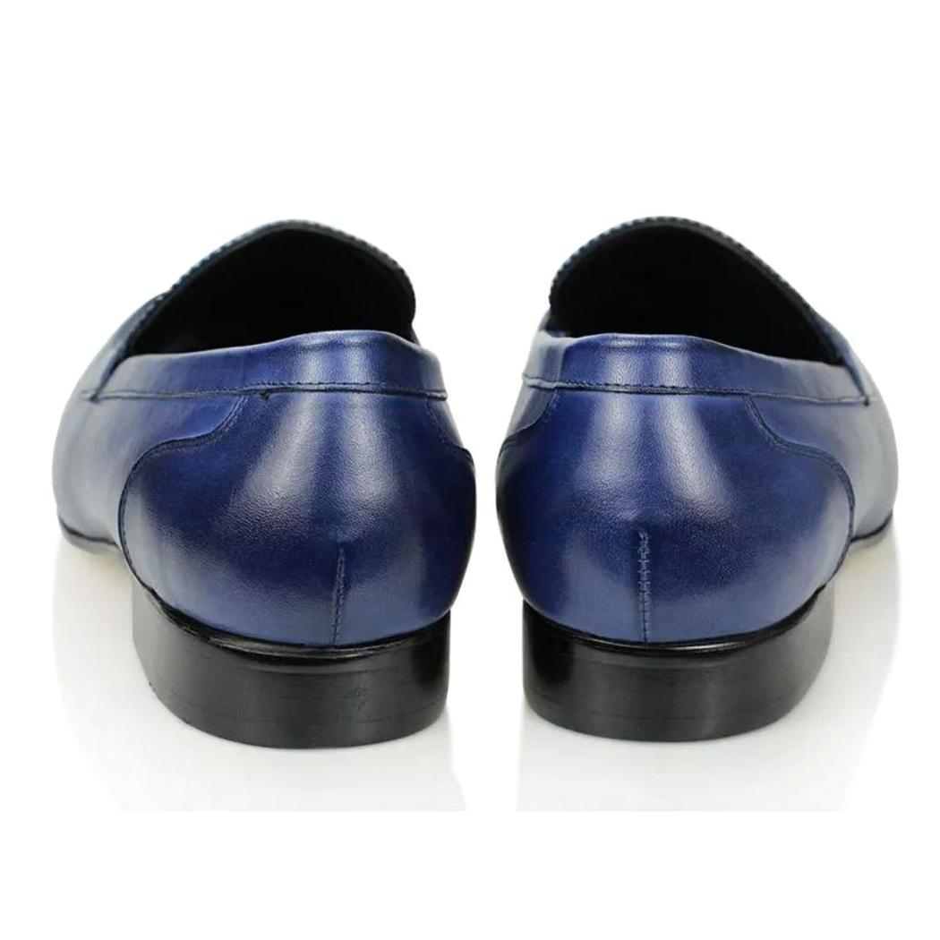 Men's blue genuine leather loafers