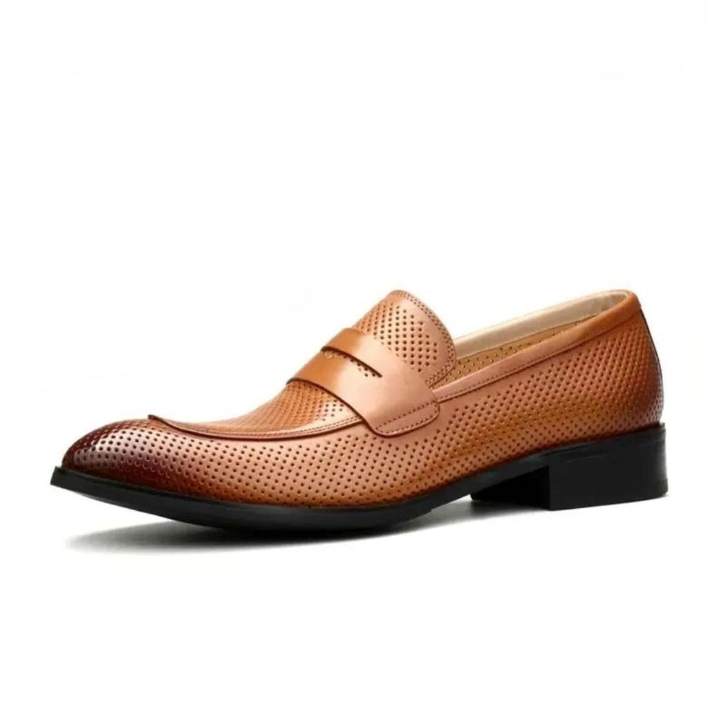 Men's pointed-toe genuine leather loafers