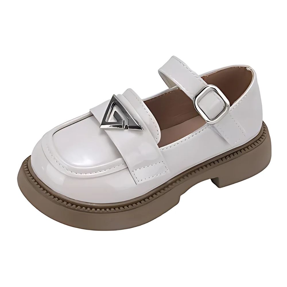 Girls' shiny strap loafers