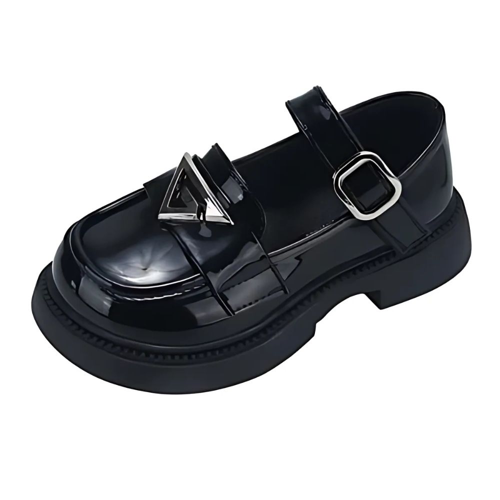Girls' shiny strap loafers
