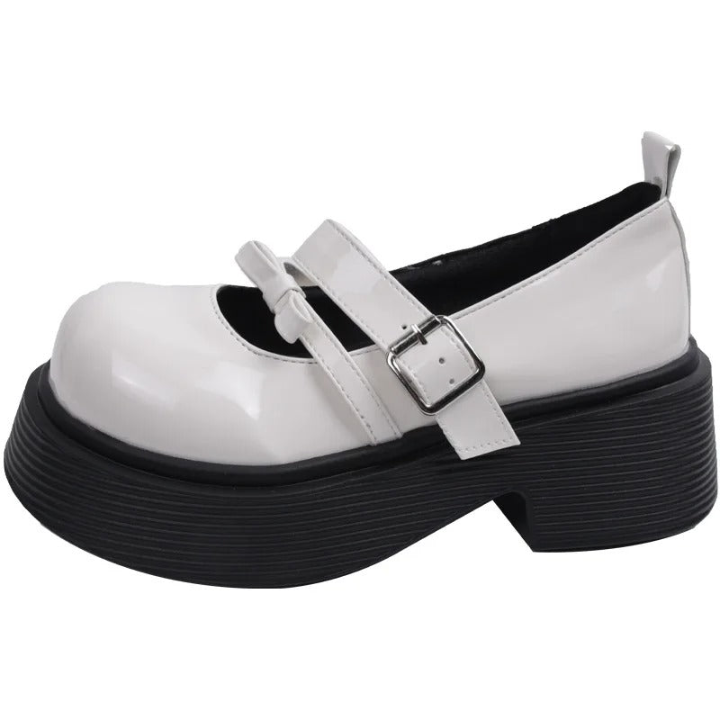 Women's chunky Mary Jane platform loafers with double strap