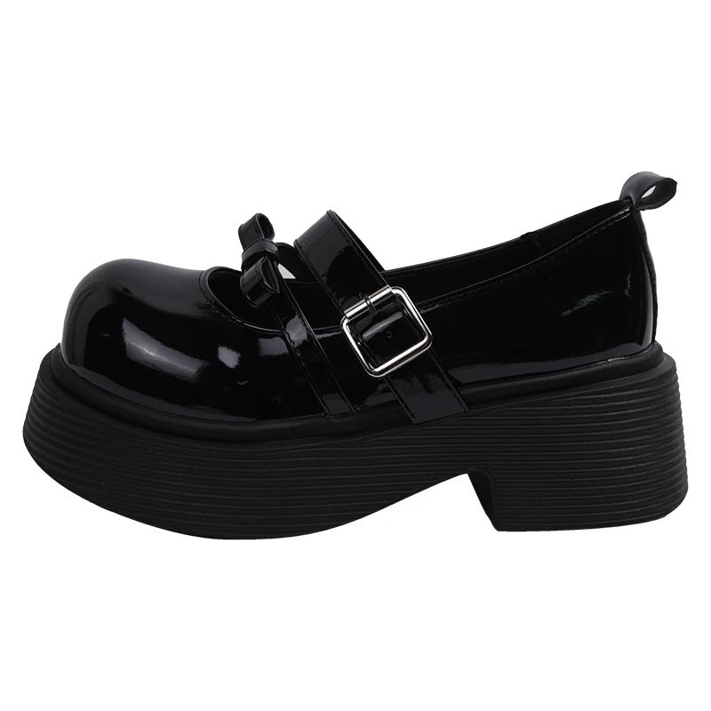 Women's chunky Mary Jane platform loafers with double strap