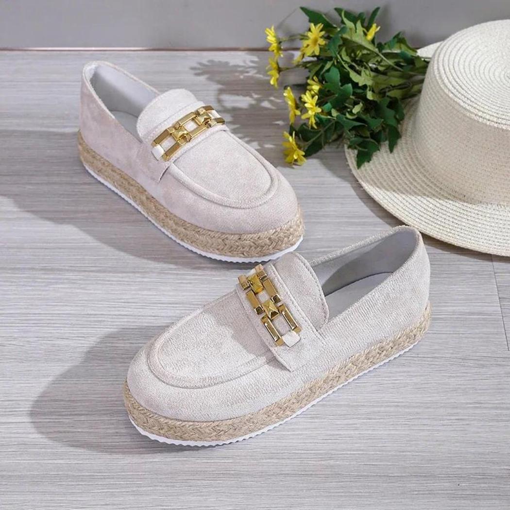Women's synthetic suede platform loafers