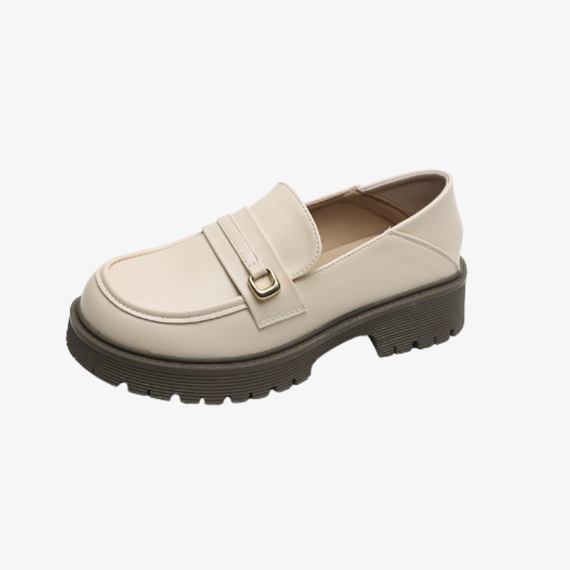 Platform leather loafers for women