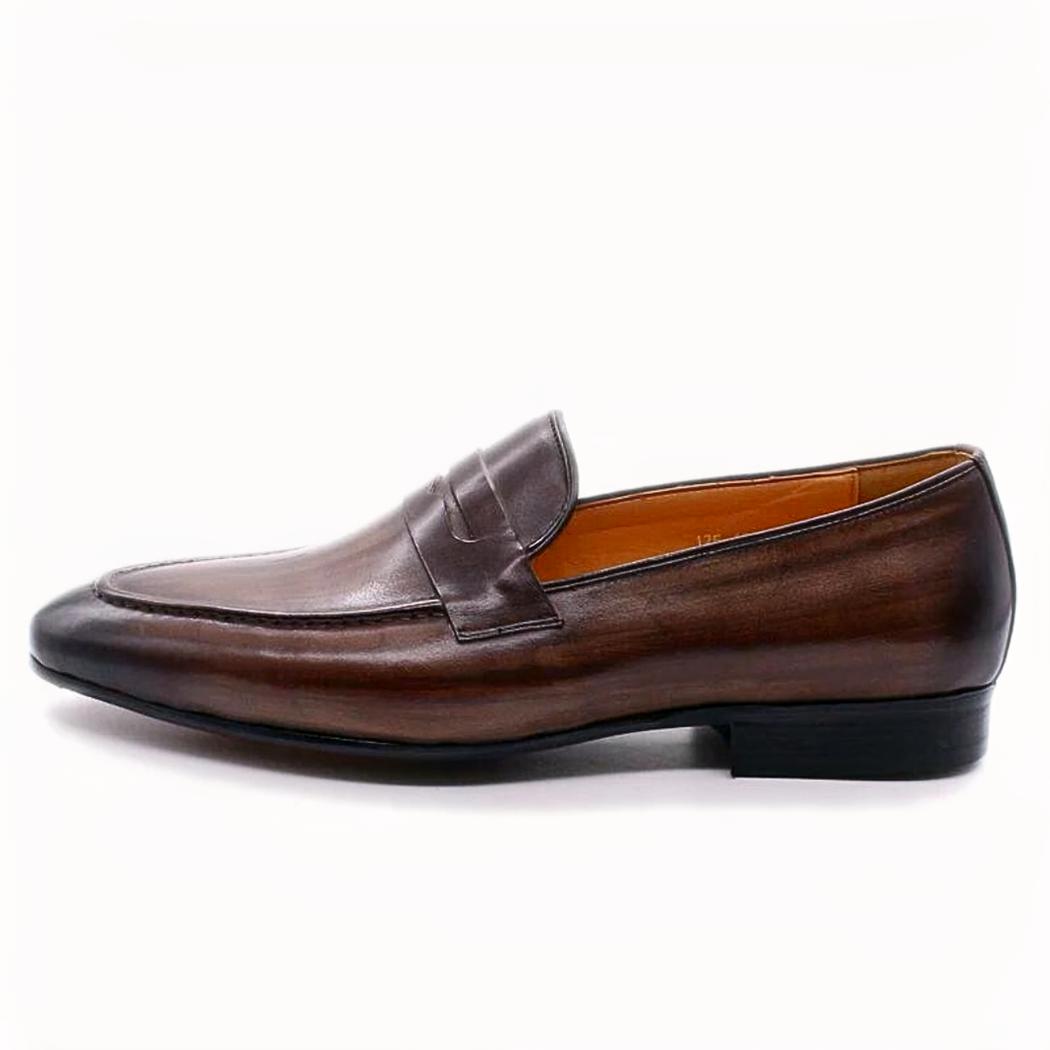 Men's dark brown genuine leather loafers