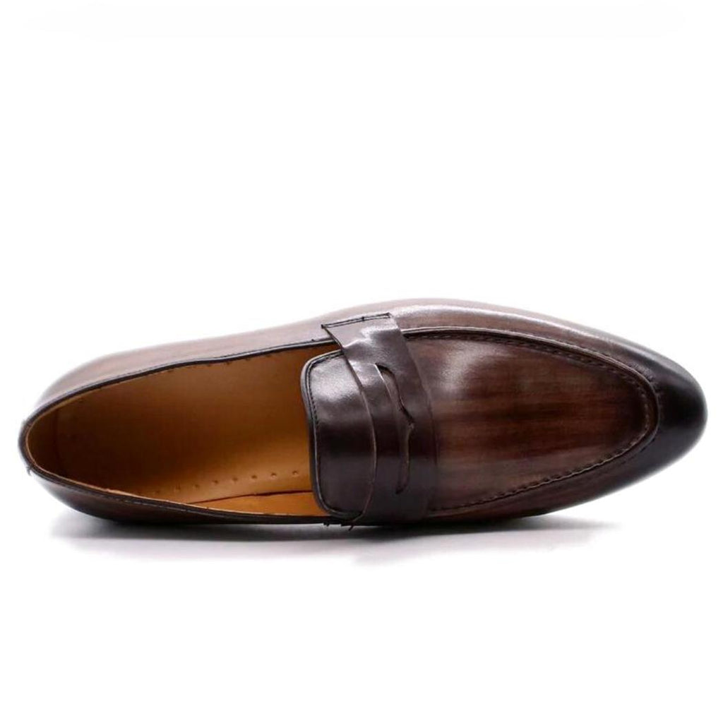 Men's dark brown genuine leather loafers