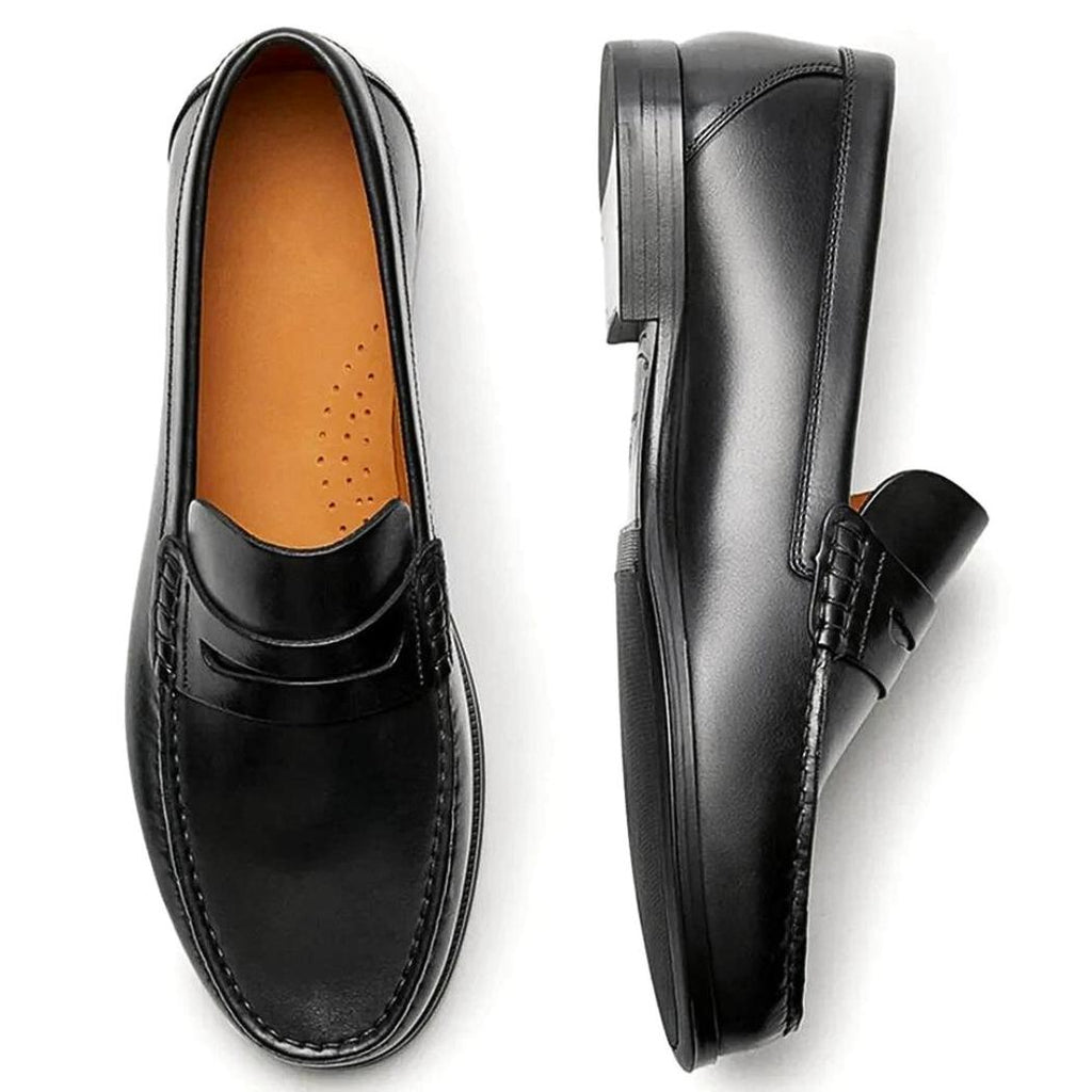 Men's casual brown or black genuine leather loafers