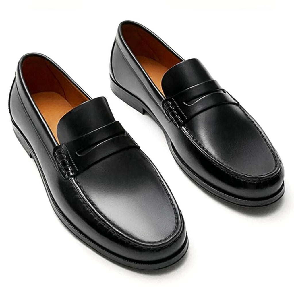 Men's casual brown or black genuine leather loafers