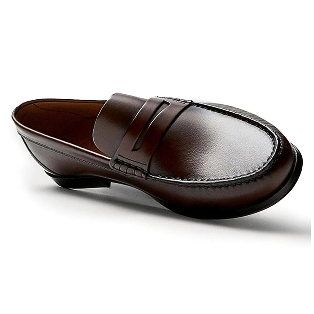 Men's casual brown or black genuine leather loafers