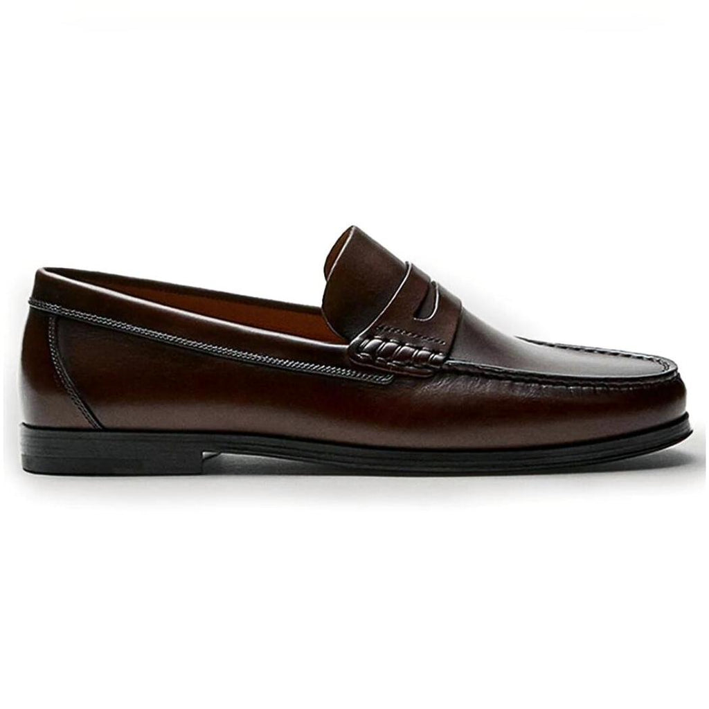 Men's casual brown or black genuine leather loafers