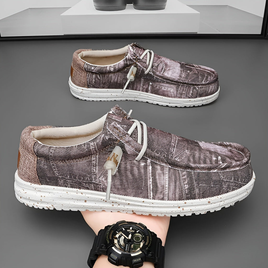 Men's denim-effect loafers