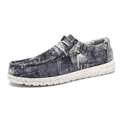 Men's denim-effect loafers, Grey