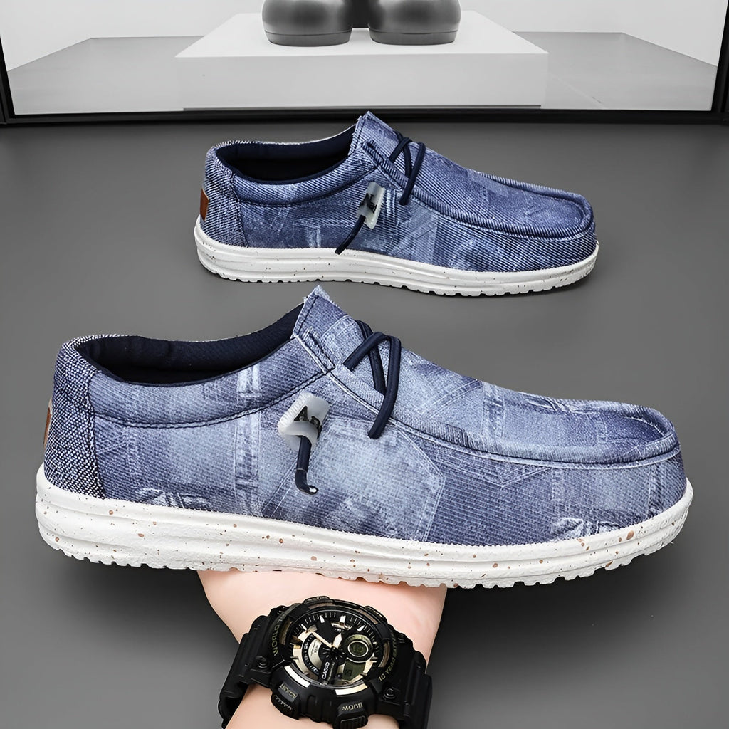 Men's denim-effect loafers