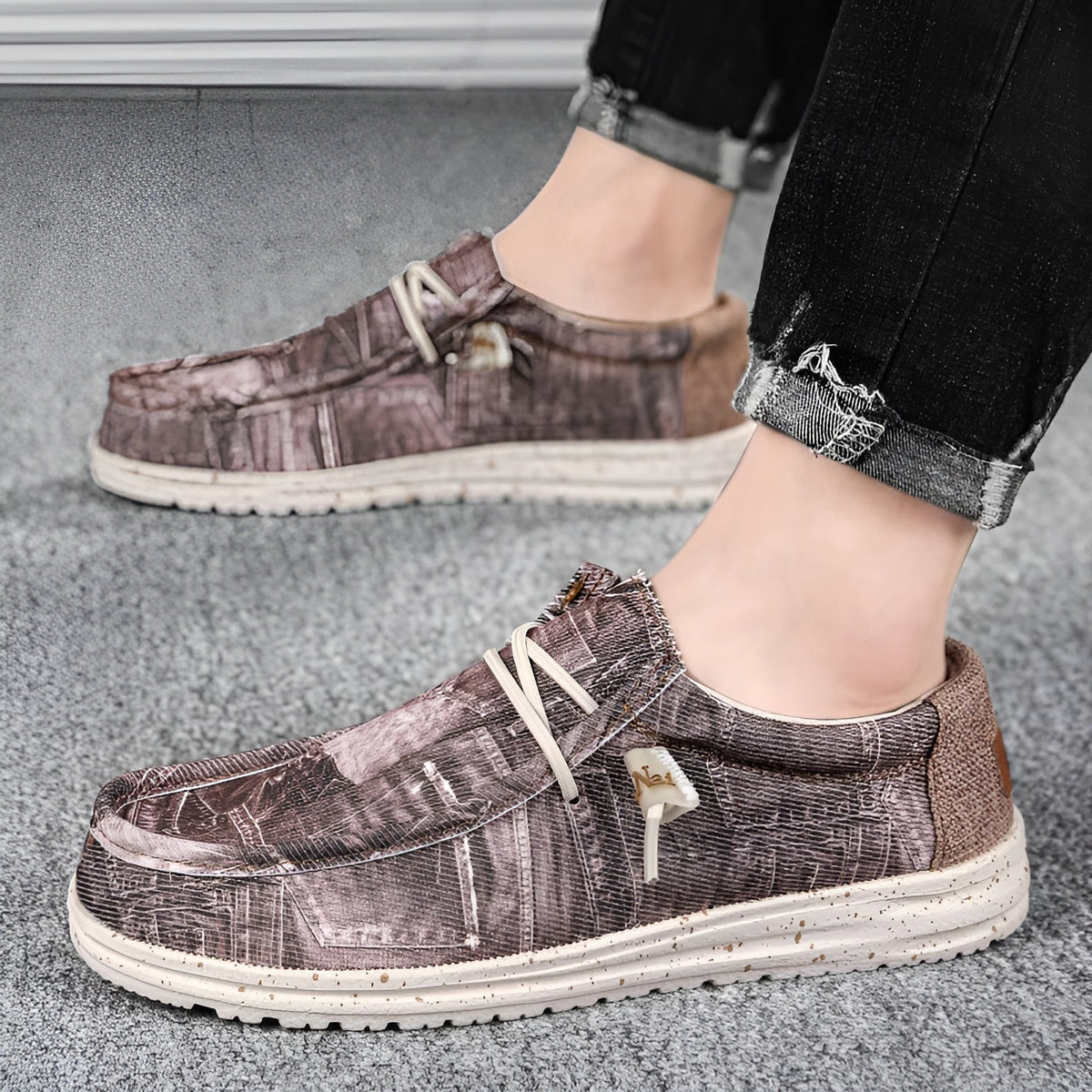 Men's denim-effect loafers