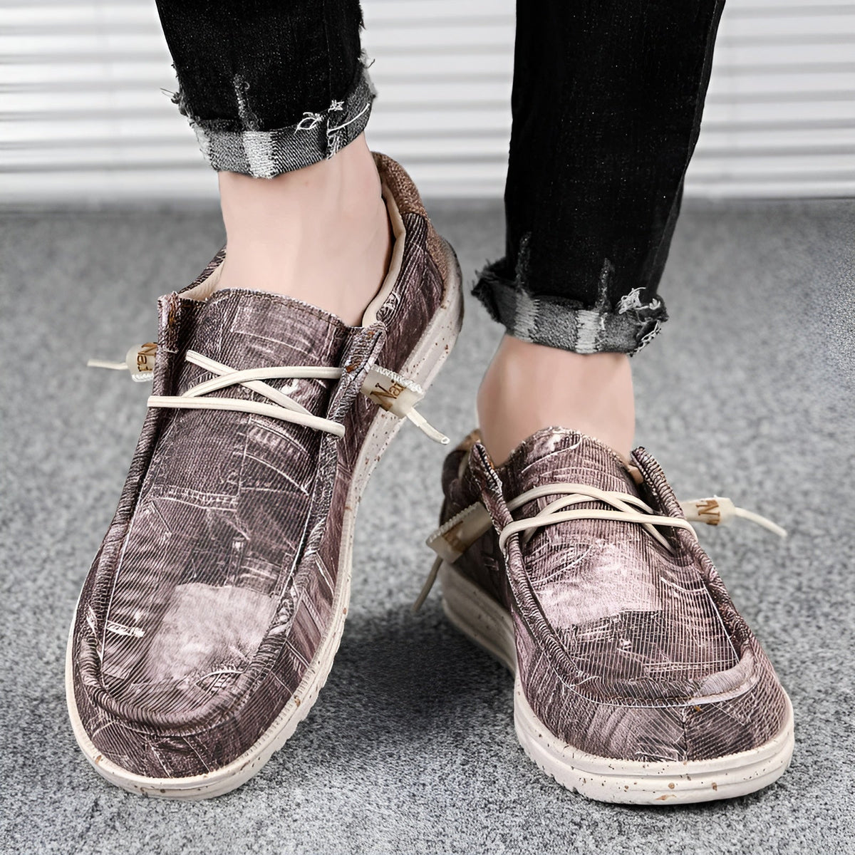 Men's denim-effect loafers