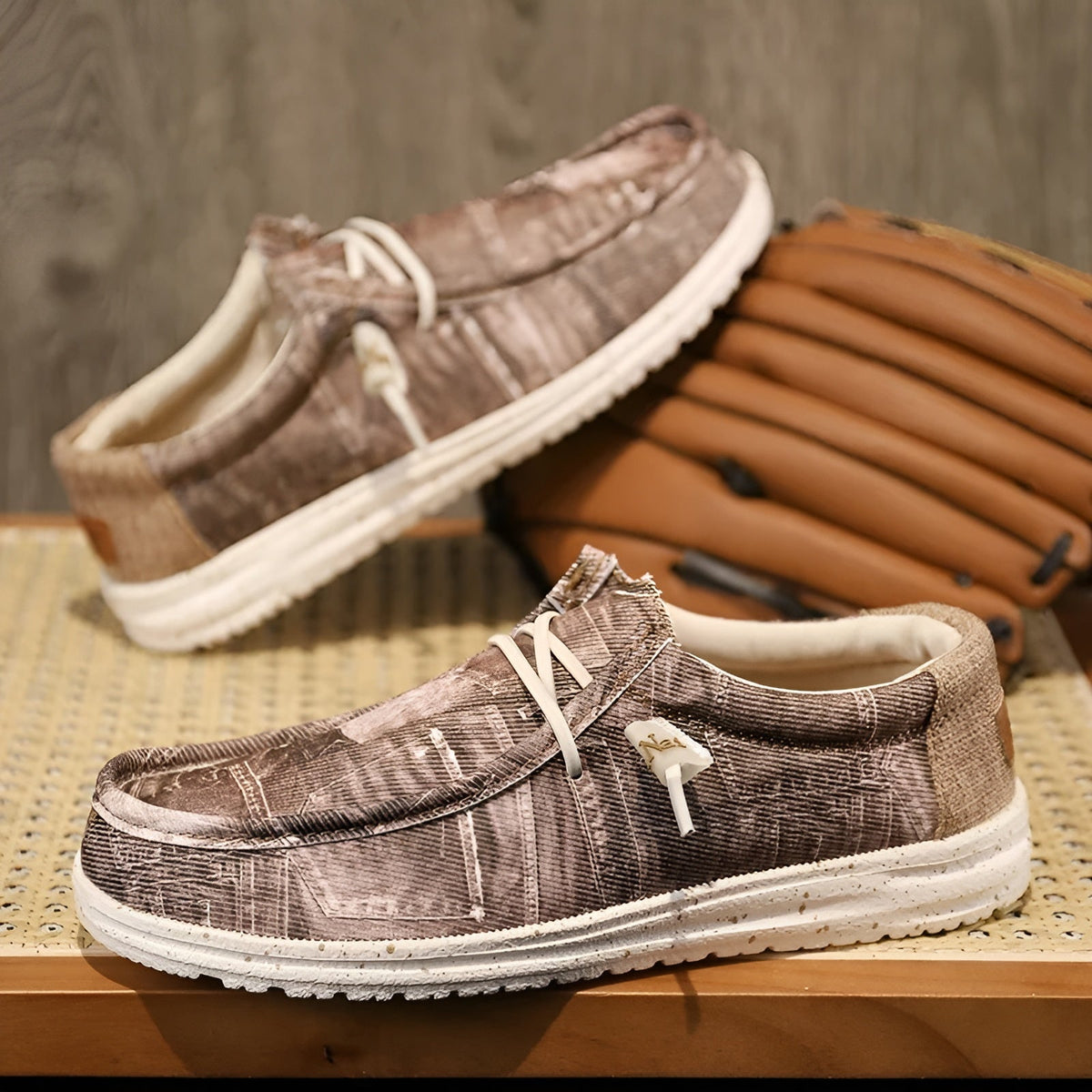 Men's denim-effect loafers
