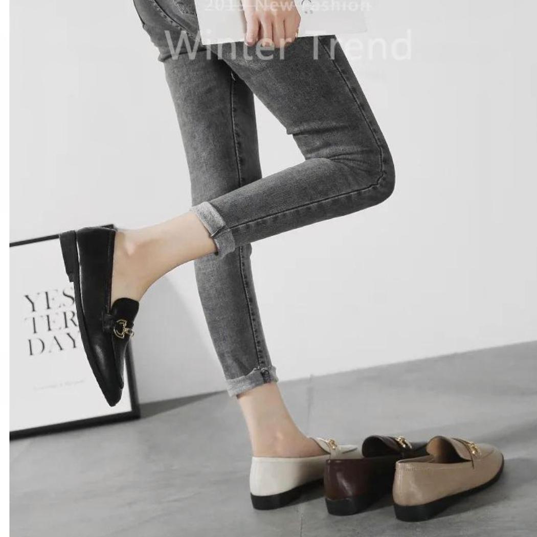 Women's elegant block-heel loafers in synthetic leather