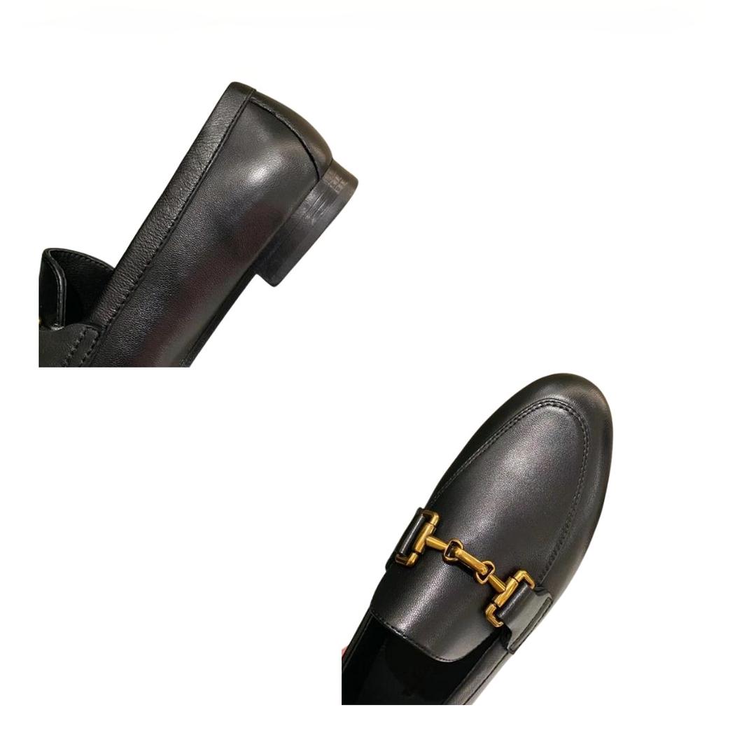 Women's black or khaki genuine leather loafers