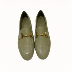 Women's black or khaki genuine leather loafers, Khaki