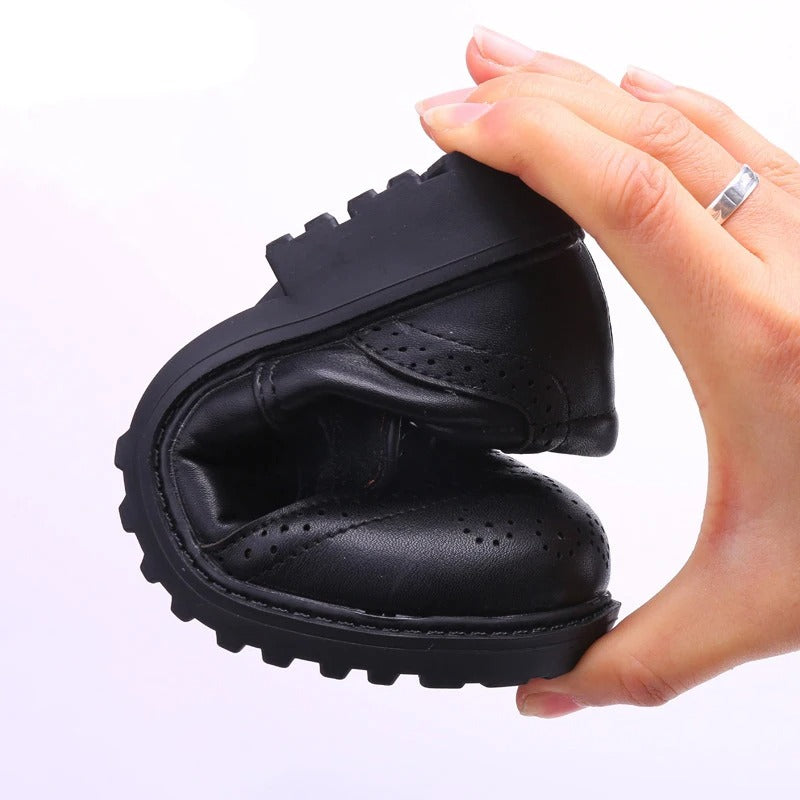 Faux patent leather lace-up loafers for boys