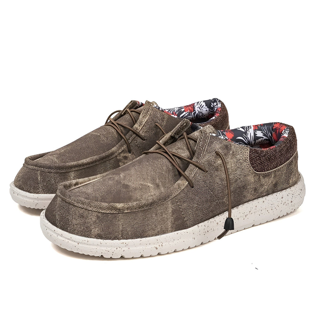 Men's floral-lined fabric loafers