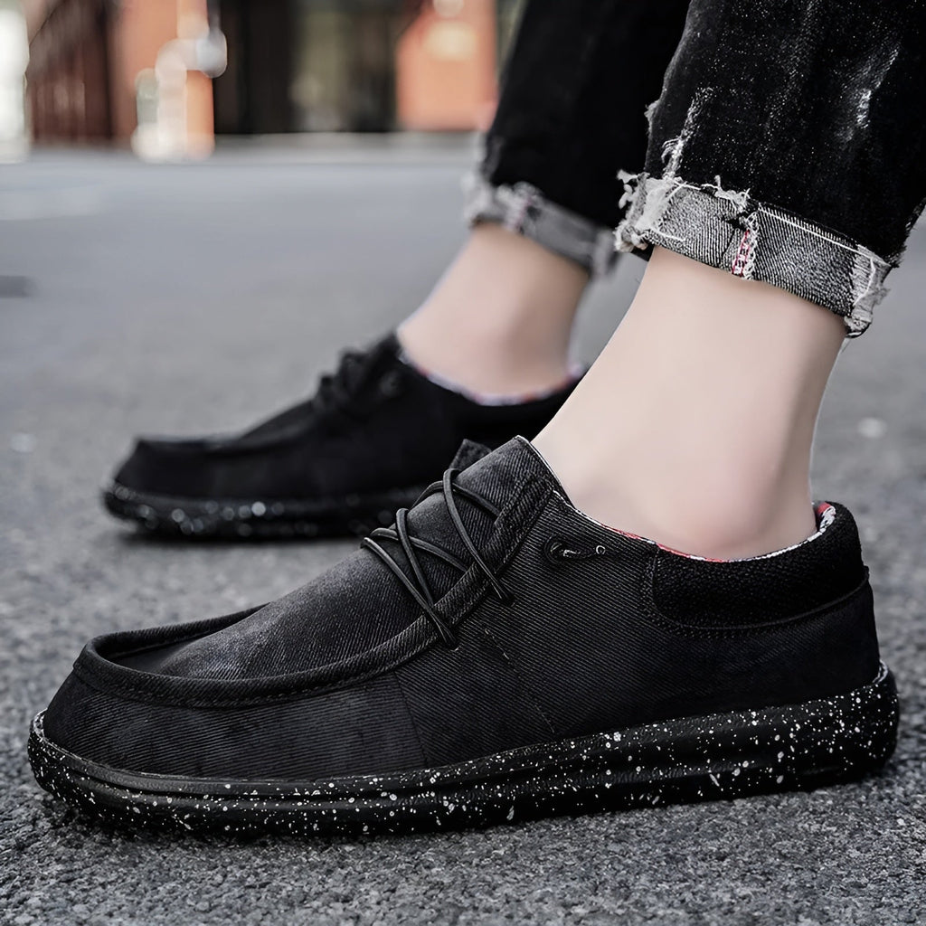 Men's floral-lined fabric loafers