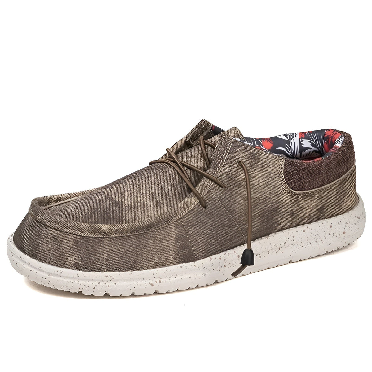 Men's floral-lined fabric loafers