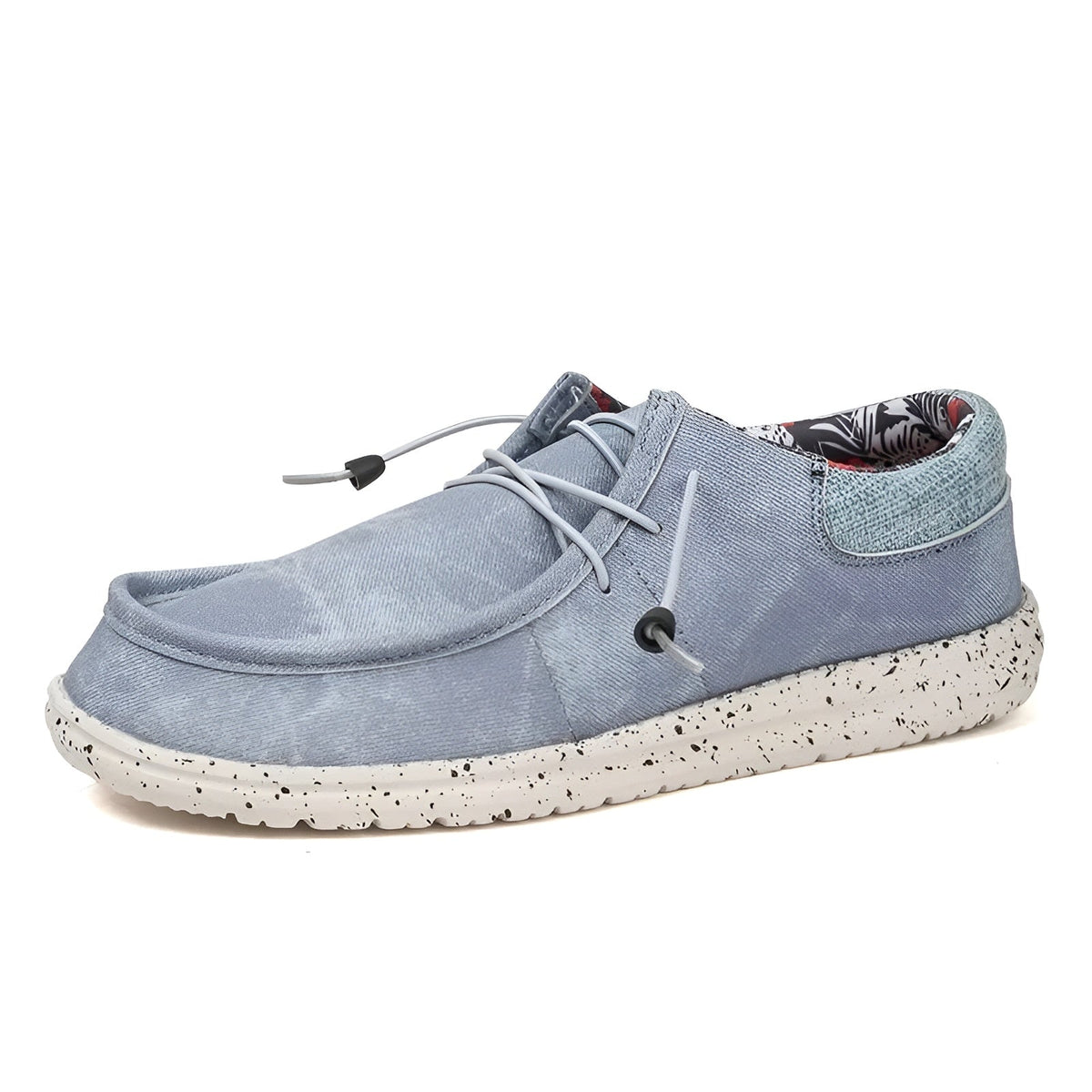 Men's floral-lined fabric loafers