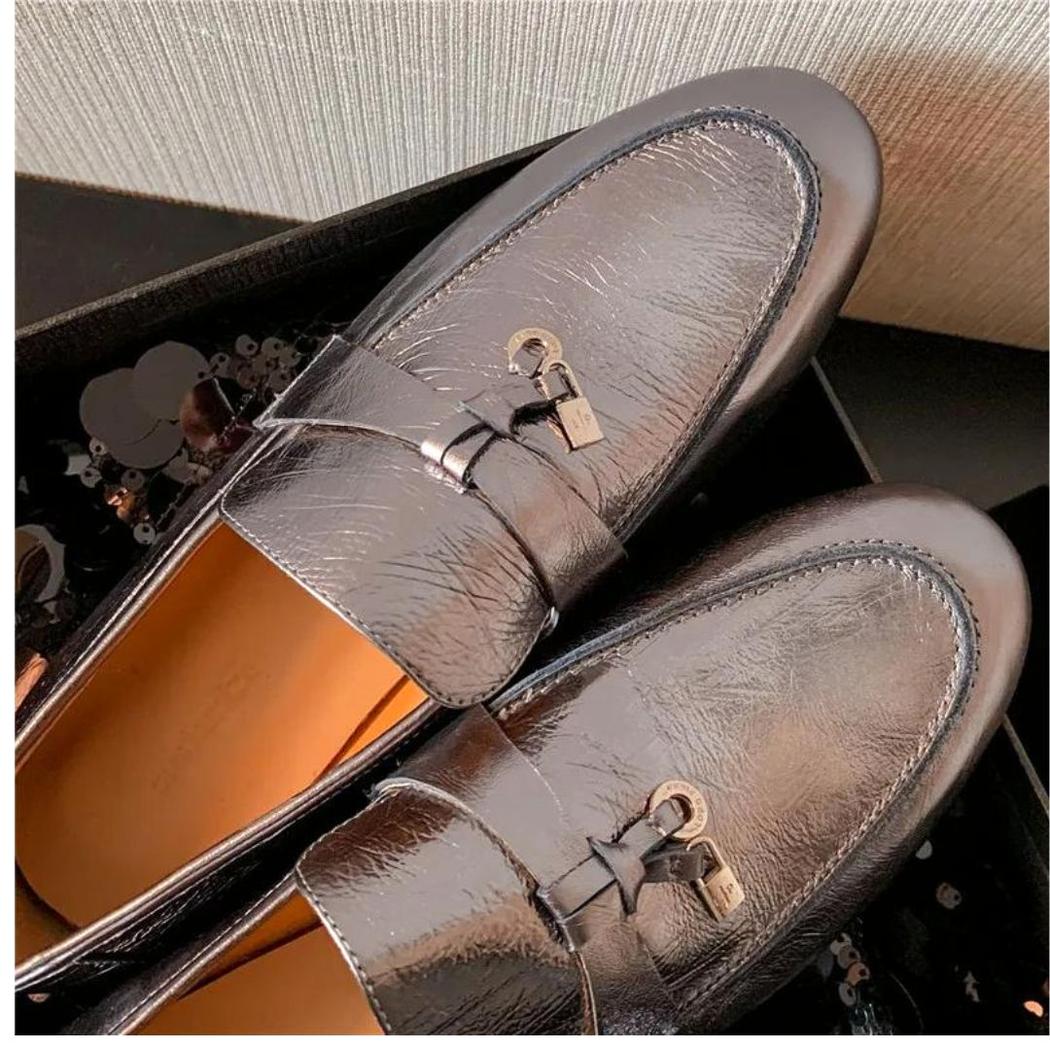 Women's silver genuine leather tassel loafers