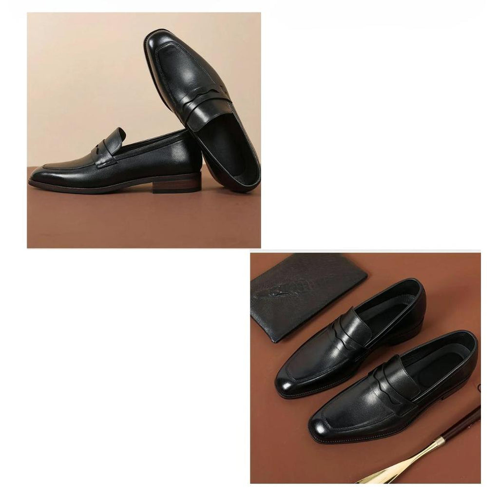 Genuine leather dress loafers for men