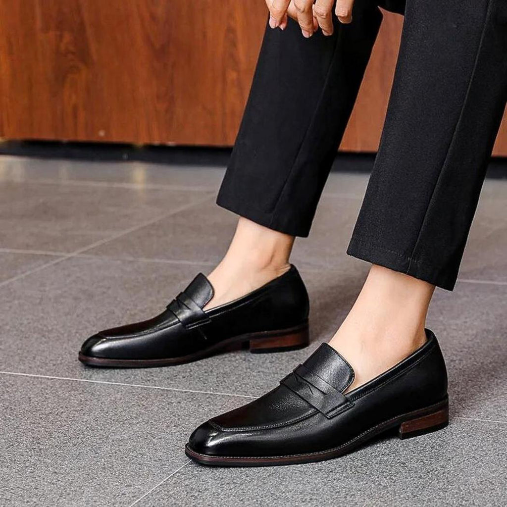 Genuine leather dress loafers for men