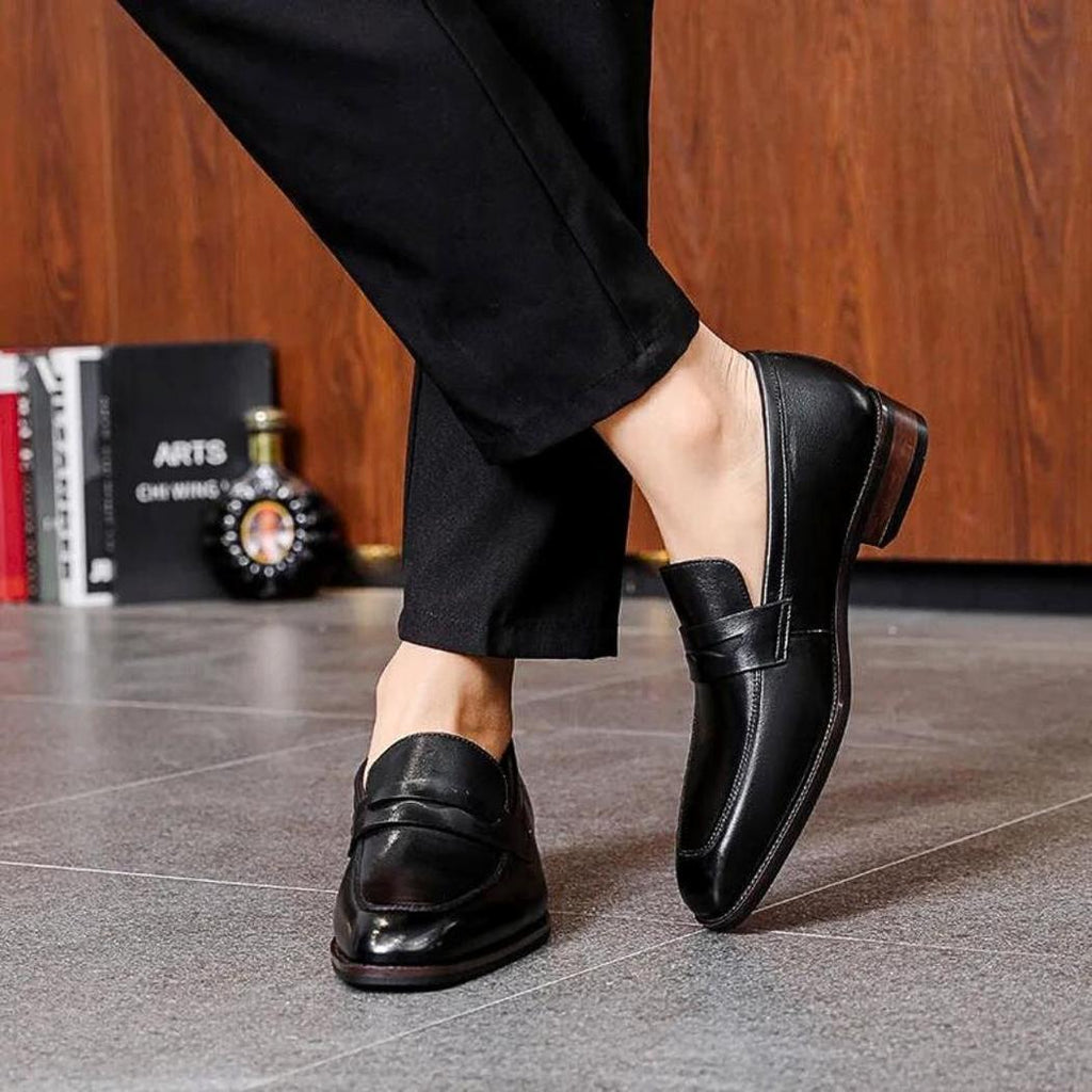 Genuine leather dress loafers for men