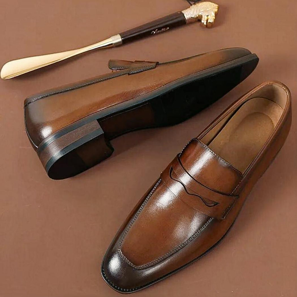 Genuine leather dress loafers for men