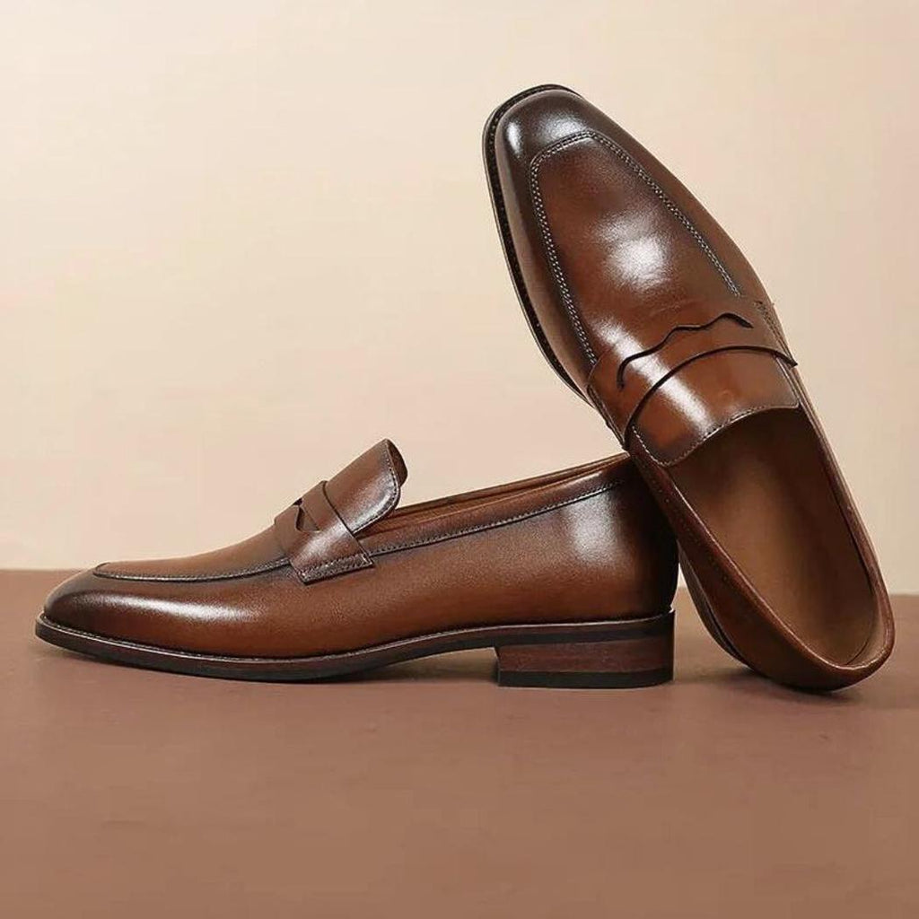 Genuine leather dress loafers for men