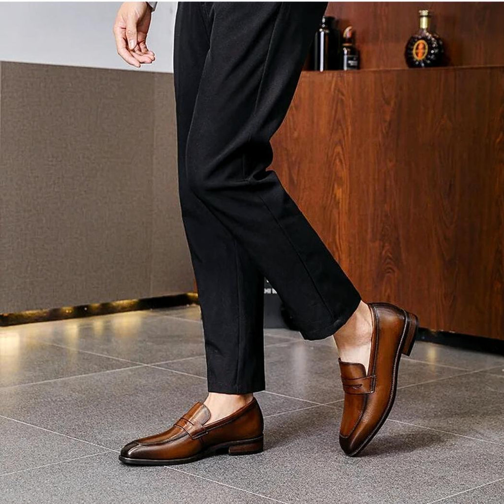 Genuine leather dress loafers for men