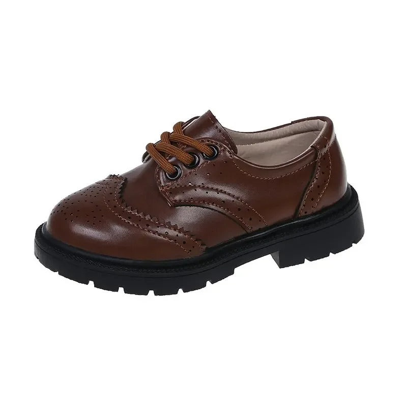 Boys' lace-up dress loafers in faux leather
