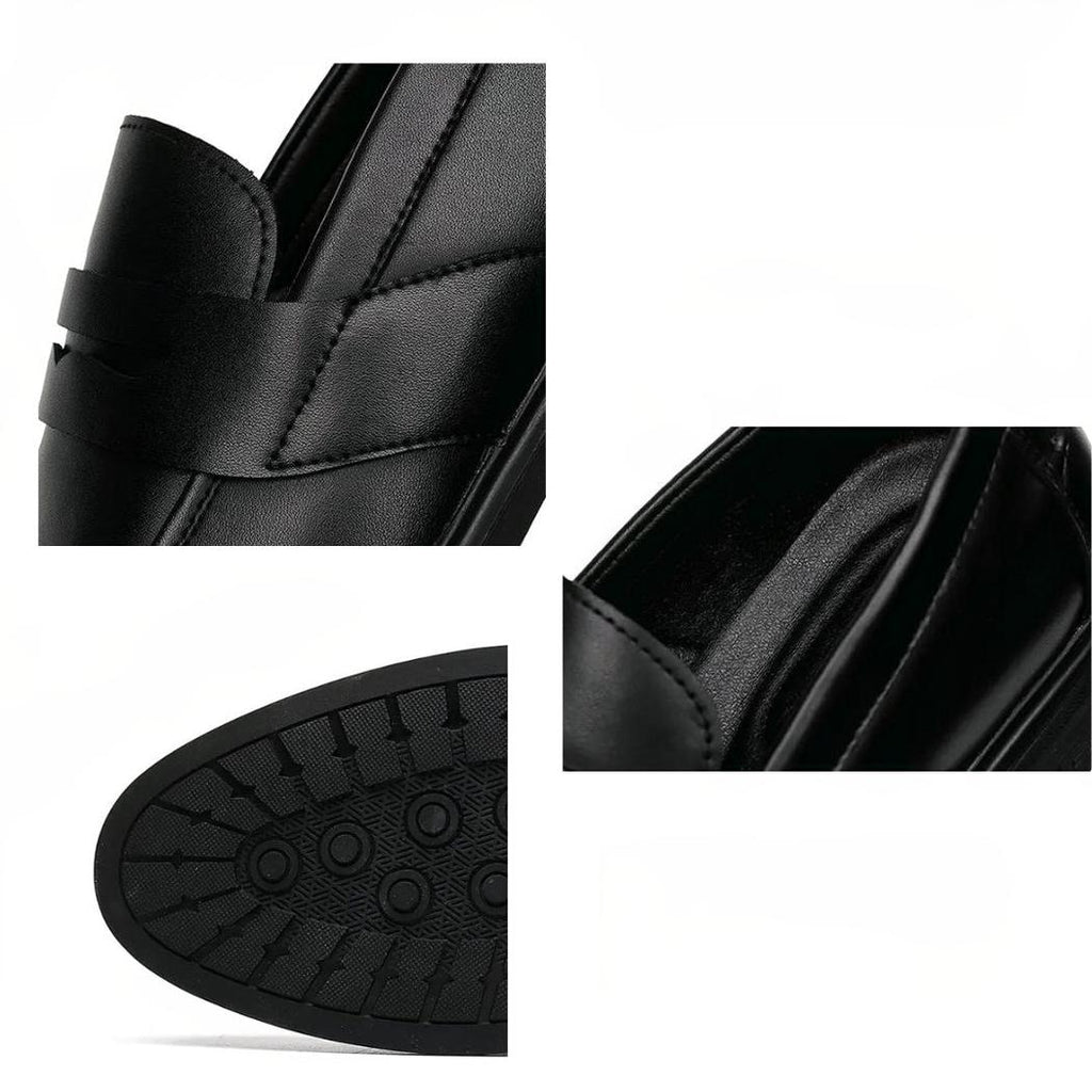 Men's classic black faux leather loafers