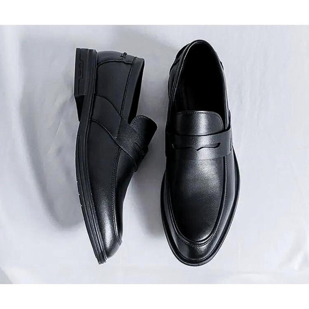 Men's classic black faux leather loafers