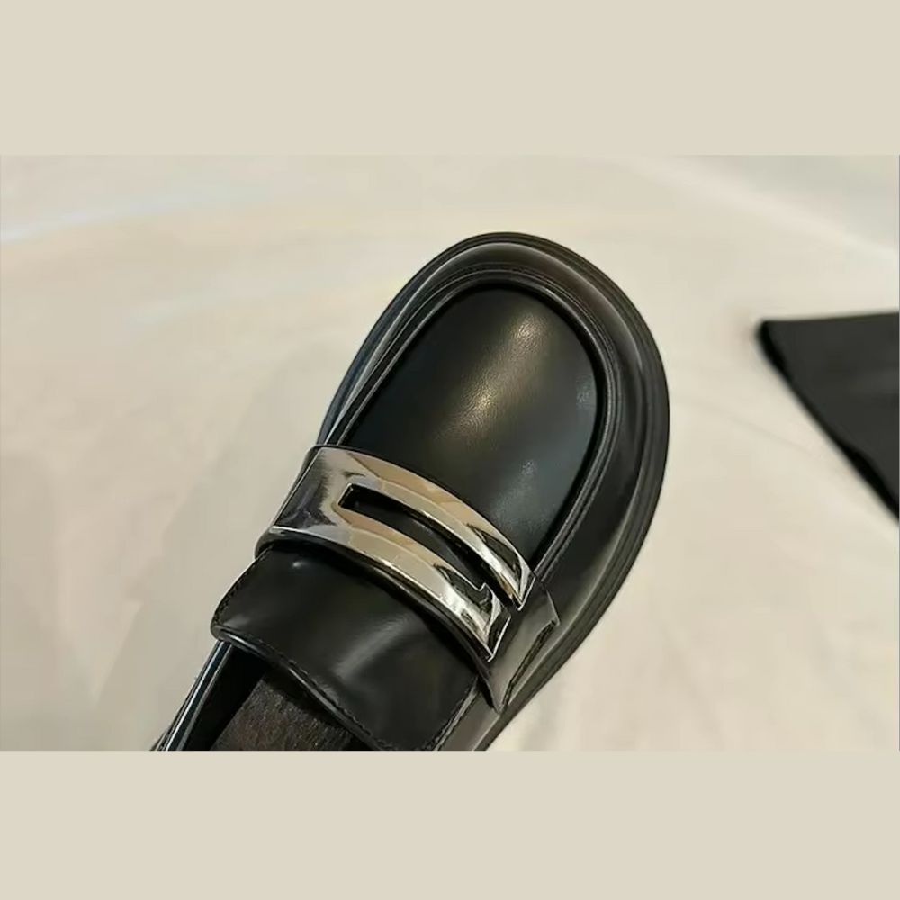 Women's platform loafers with a silver strap