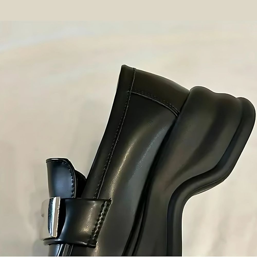 Women's platform loafers with a silver strap