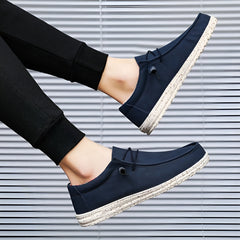 Men's brown and blue faux leather loafers, Navy blue