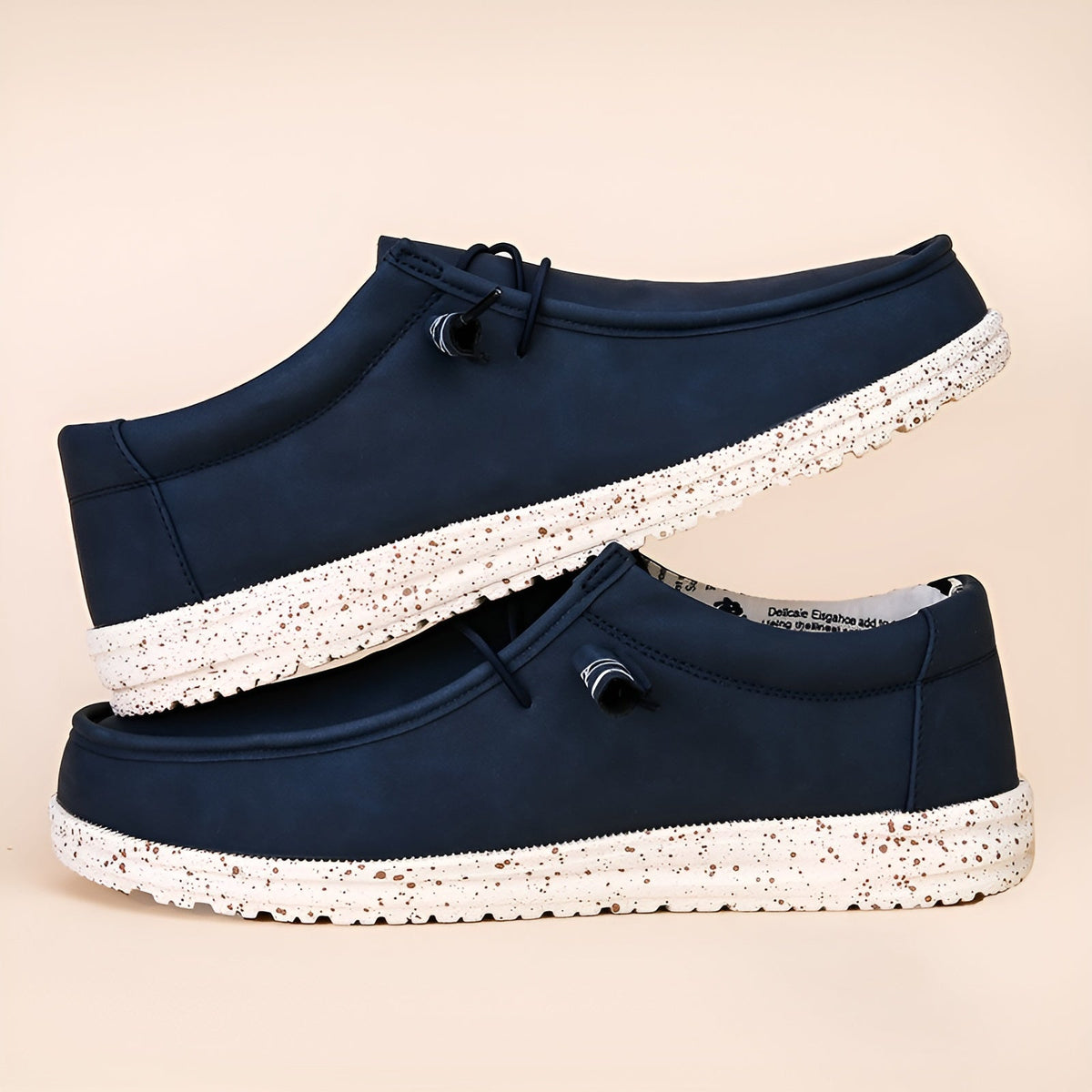 Men's brown and blue faux leather loafers