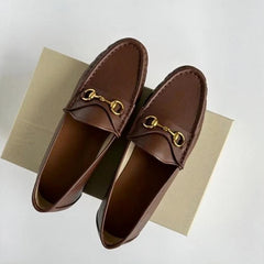 Women's soft genuine leather loafers, Brown