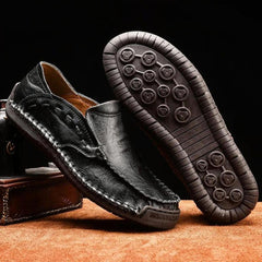 Men's soft faux leather loafers, Black