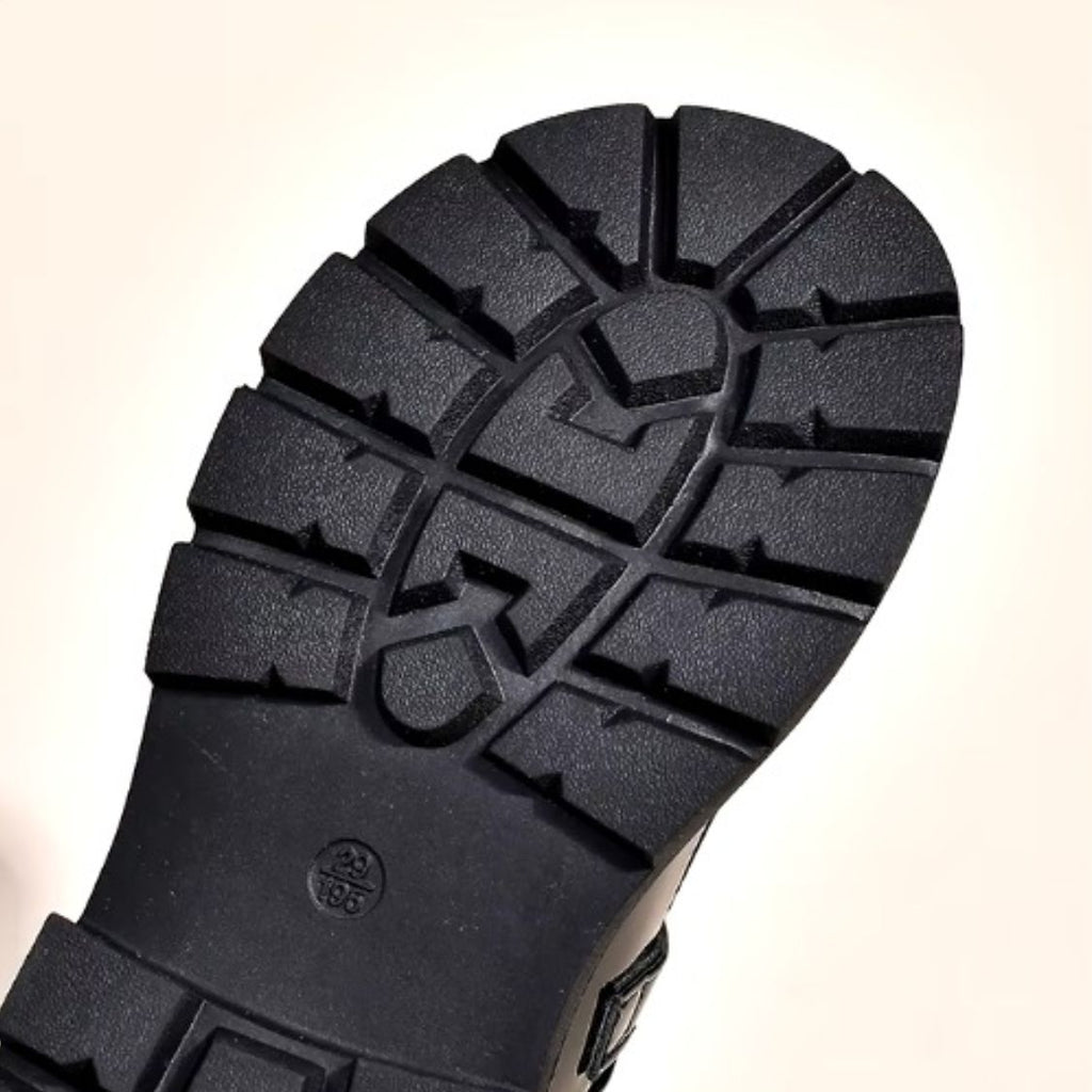 Girls' trendy black double-strap loafers
