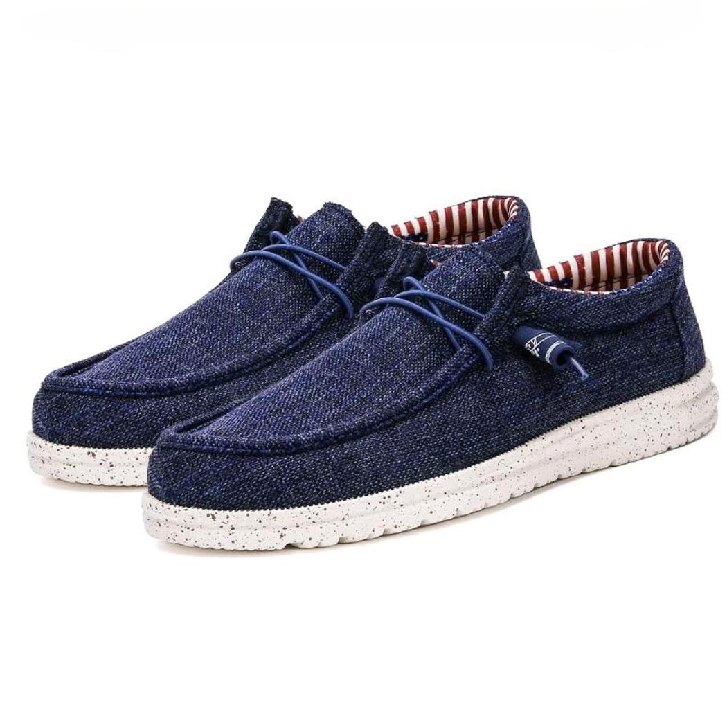 Men's lightweight fabric loafers in brown or blue