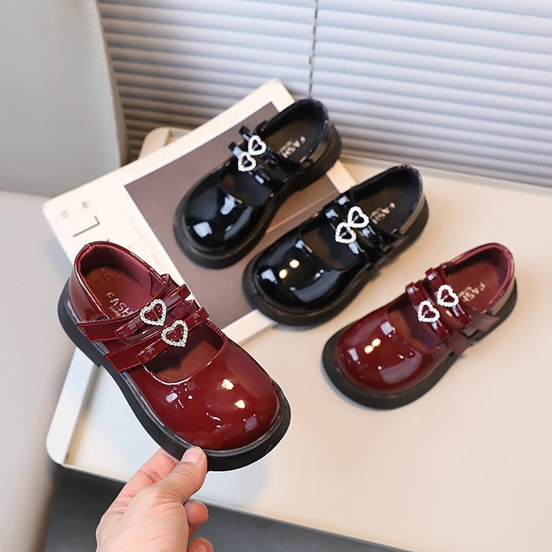 Adorable patent loafers with double strap for girls