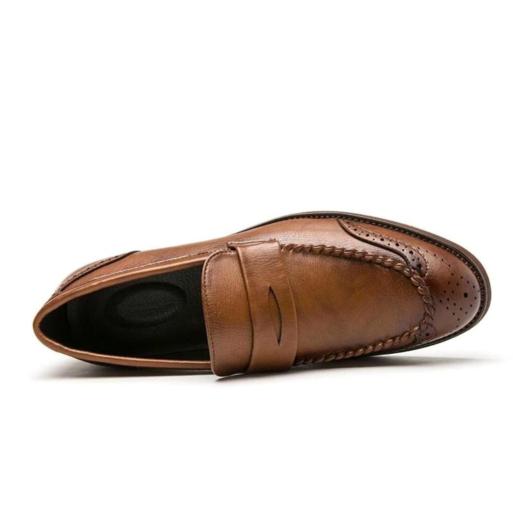 Men's high-shine genuine leather loafers in black or brown