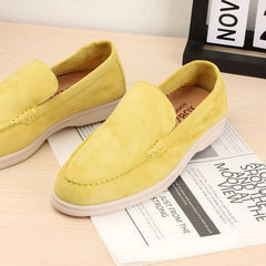 Stefano Suede Loafers, Old Money Style, Yellow