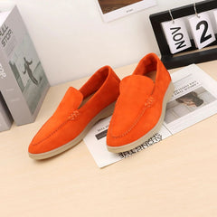Stefano Suede Loafers, Old Money Style, Orange